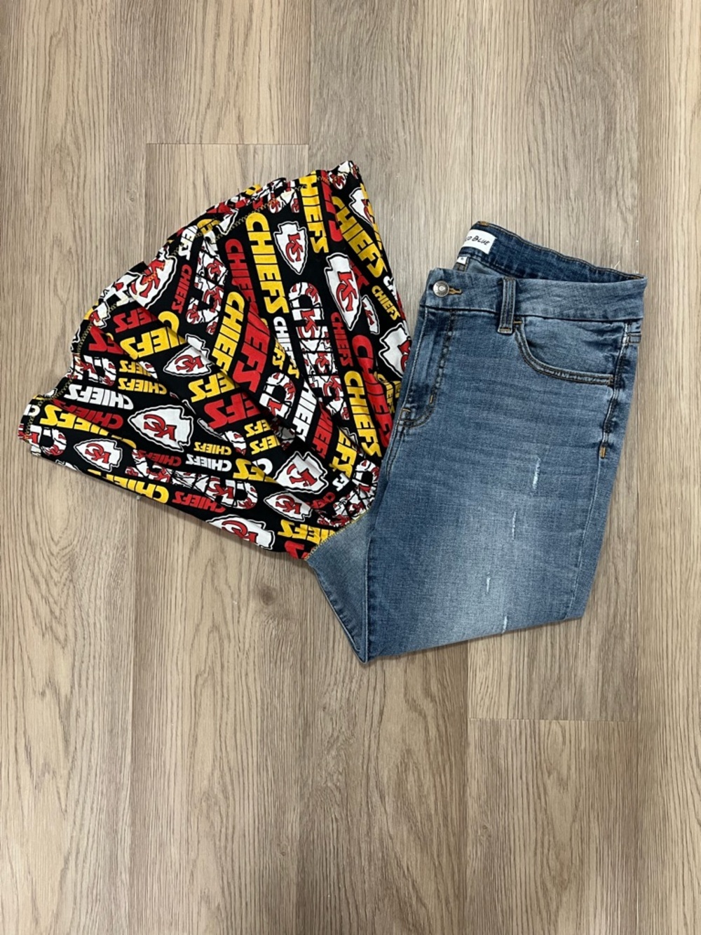 Kansas City Chiefs Studio Blue Custom Bell Bottom Jeans Womens 31